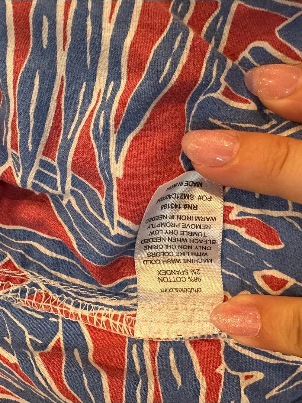 chubbies Blue & Pink Leaf Print Swim Trunks